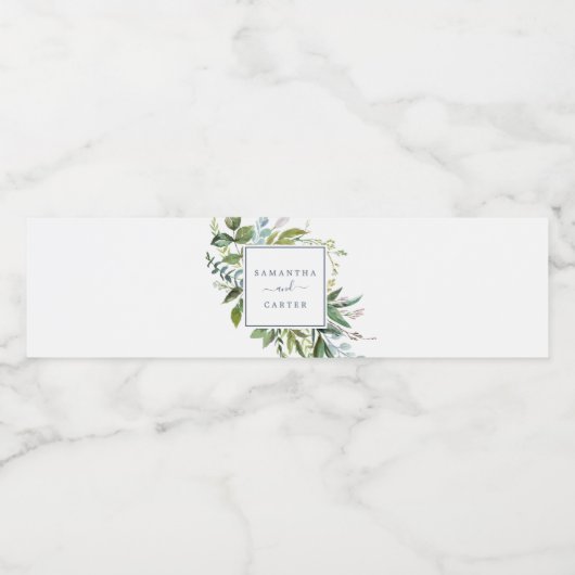 Summer Greenery Wedding Wasserflaschenetikett (Einzelnes Label)