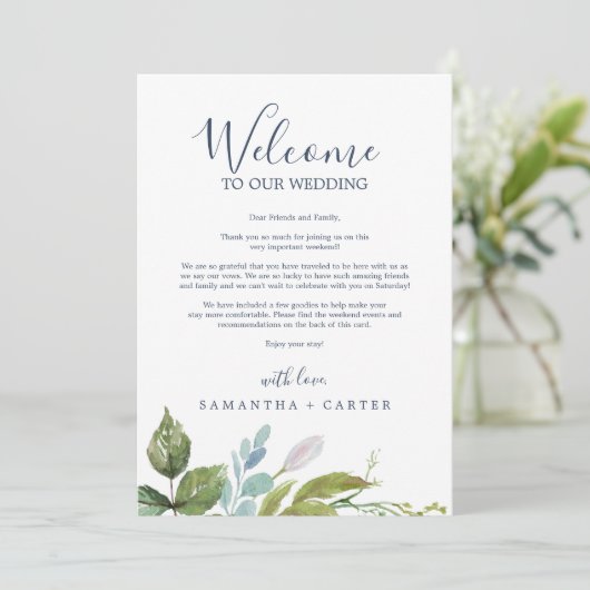 Summer Greenery Willkommensbrief & Tour (Stehend Vorderseite)