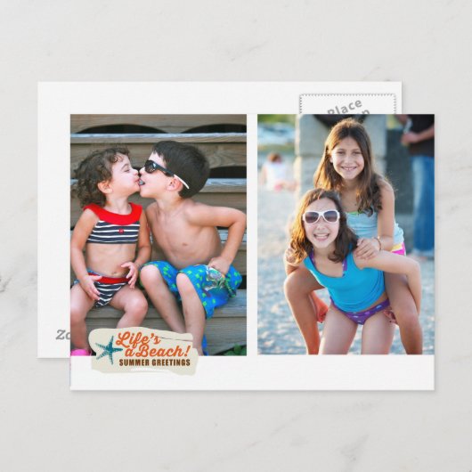 Summer Greetings Beach Postkarte (Vorne/Hinten)