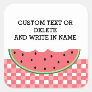 Summer GRILLEN Company Picnic Watermelon Name Tag Quadratischer Aufkleber