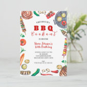 Summer GRILLEN Cookout 60. Geburtstag Einladung (Stehend Vorderseite)