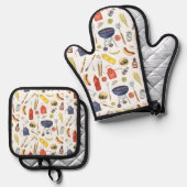 Summer GRILLEN Cookout Block Party Grill Ofenhandschuh & Topflappen-Set (Vorderseite/Rückseite)