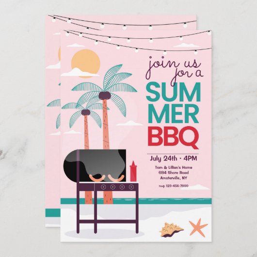 Summer GRILLEN Einladung (Vorne/Hinten)