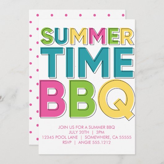 SUMMER-GRILLEN EINLADUNG (Vorne/Hinten)