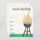 Summer GRILLEN Einladungspostkarte (Vorne/Hinten)