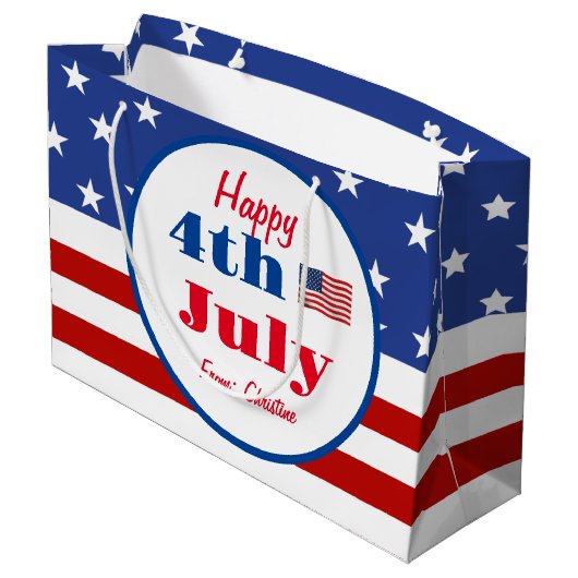 Summer GRILLEN Family Wiedersehen 4. Juli Custom Große Geschenktüte (Rückseite Schrägansicht)