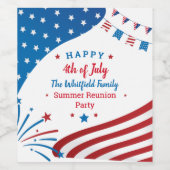 Summer GRILLEN Family Wiedersehen 4. Juli Custom Weinetikett (Einzelnes Label)