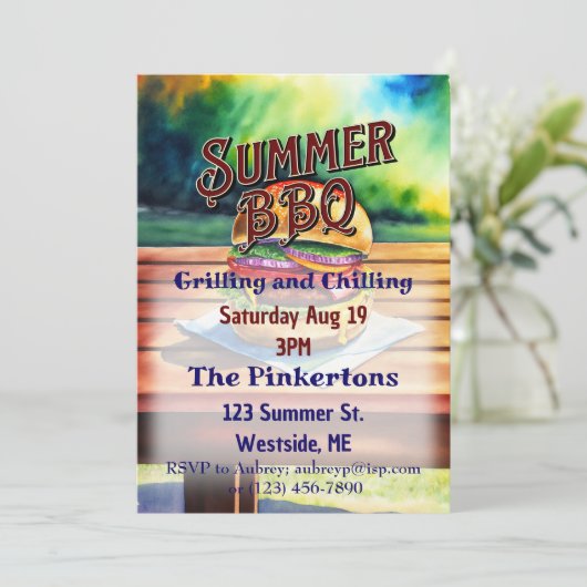 Summer GRILLEN Grilling and Chilling Einladung (Stehend Vorderseite)