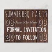 Summer GRILLEN Party Save the Date Rustic Brown Wo Ankündigungspostkarte (Vorderseite)