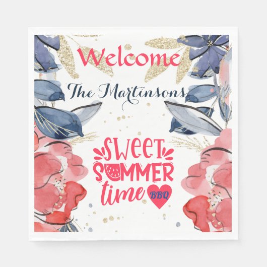Summer GRILLEN Picnic Personalisiert Paper Serviette (Vorderseite)