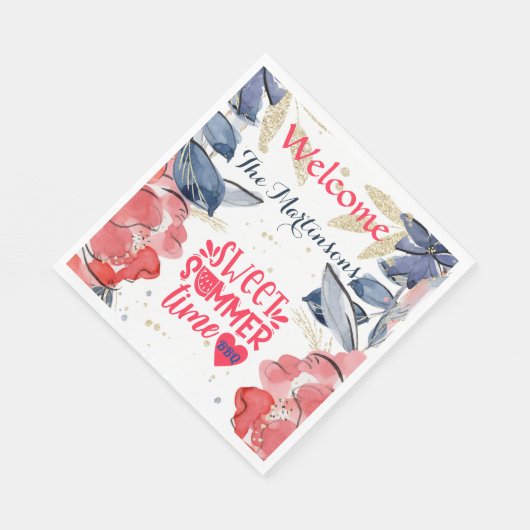 Summer GRILLEN Picnic Personalisiert Paper Serviette (Ecke)