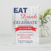 Summer GRILLEN Red White and Blue Einladung (Stehend Vorderseite)