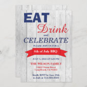 Summer GRILLEN Red White and Blue Einladung (Vorne/Hinten)