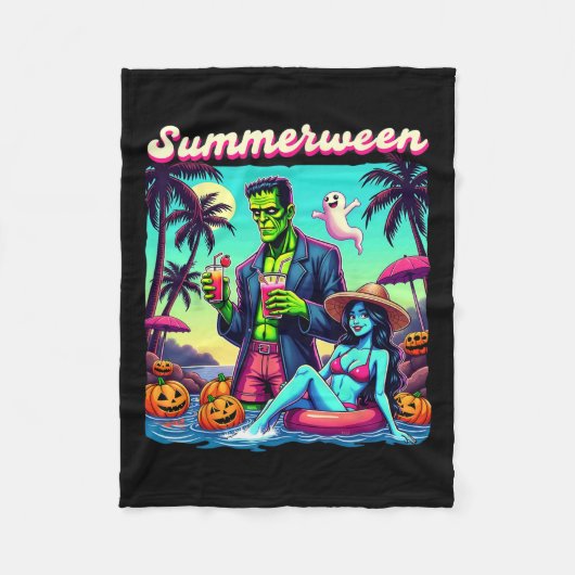 Summer Halloween Zombie Frankenstein Boo Ghost Fleecedecke (Vorderseite)
