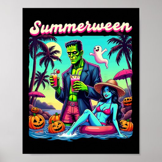 Summer Halloween Zombie Frankenstein Boo Ghost Poster (Vorne)