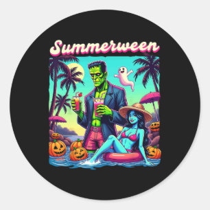 Summer Halloween Zombie Frankenstein Boo Ghost Runder Aufkleber