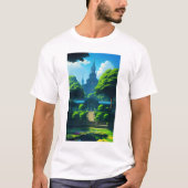 Summer Happy Vibes Temple und Pond Blue Sky T-Shirt (Vorderseite)