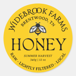 Summer Harvest Honey Label Gelbe Extravagante Honi Runder Aufkleber