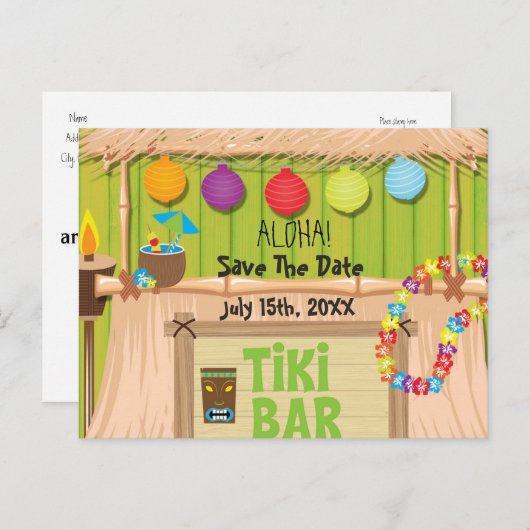 Summer Hawaiian Tiki Party Event Postkarte (Vorne/Hinten)