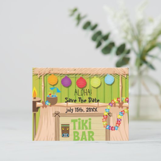 Summer Hawaiian Tiki Party Event Postkarte (Stehend Vorderseite)