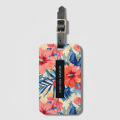 Summer Hibiskus Blume Tropisches Hübsches Muster Gepäckanhänger (Vorderseite Vertikal)