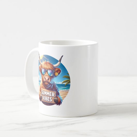 Summer Highland Cow Kaffeetasse (Vorderseite Links)