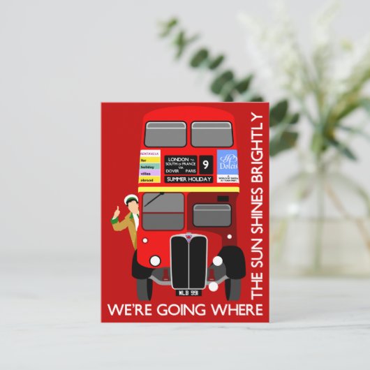 Summer Holiday London Red Double Decker Movie Bus Postkarte (Stehend Vorderseite)