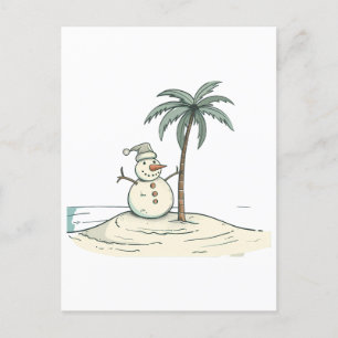 Summer Holiday Snowman Tropical Beach Insel Feiertagspostkarte