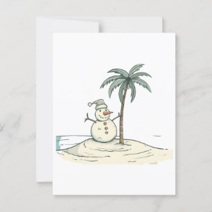 Summer Holiday Snowman Tropical Beach Insel Postkarte