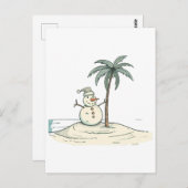 Summer Holiday Snowman Tropical Beach Insel Postkarte (Vorne/Hinten)