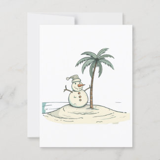 Summer Holiday Snowman Tropical Beach Insel Postkarte