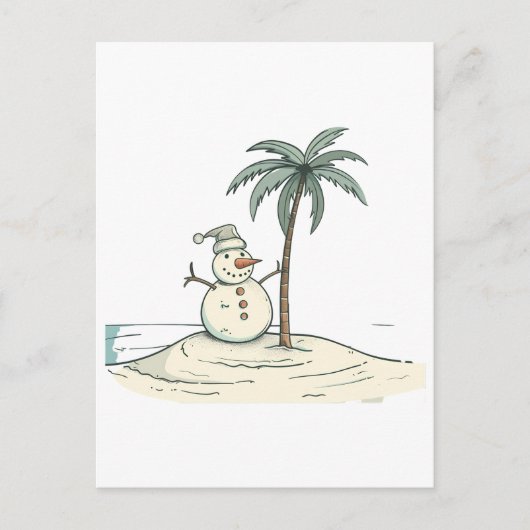 Summer Holiday Snowman Tropical Beach Insel Postkarte (Vorderseite)