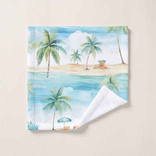 Summer Holidays Beach Palm Trees - Badhandtuch Set (Waschlappen)