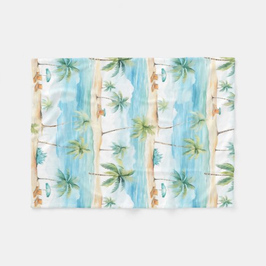Summer Holidays Beach Palm Trees - Fleecedecke (Vorderseite (Horizontal))