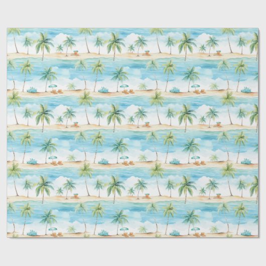 Summer Holidays Beach Palm Trees - Geschenkpapier (Flach)