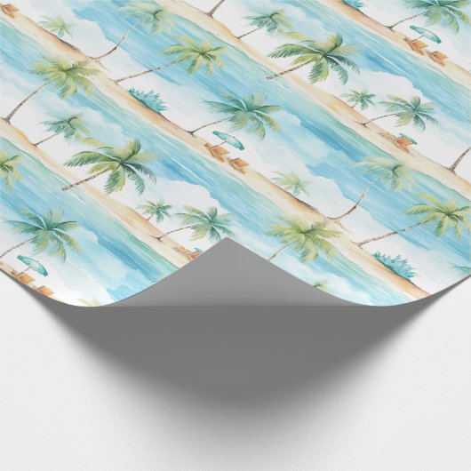 Summer Holidays Beach Palm Trees - Geschenkpapier (Ecke)