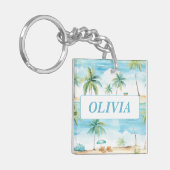 Summer Holidays Beach Palm Trees - maßgeschneidert Schlüsselanhänger (Vorderseite links)