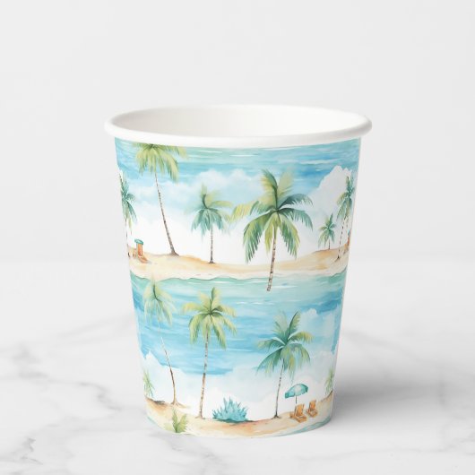 Summer Holidays Beach Palm Trees - Pappbecher (Rückseite)