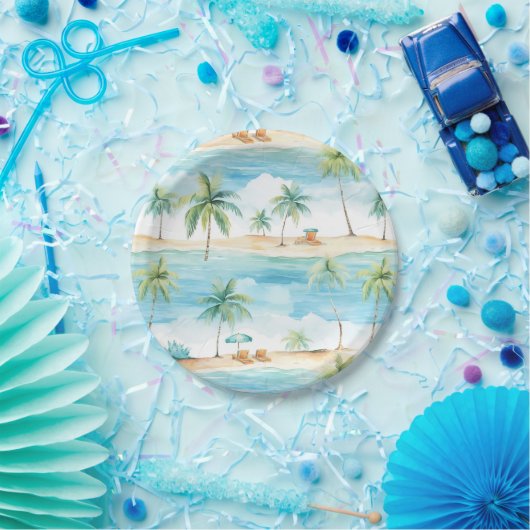 Summer Holidays Beach Palm Trees - Pappteller (Party)