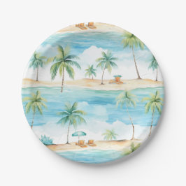 Summer Holidays Beach Palm Trees - Pappteller