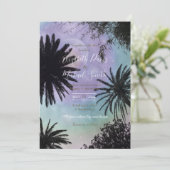 Summer Holographic Gradient Palm Trees Design Einladung (Stehend Vorderseite)
