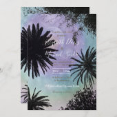 Summer Holographic Gradient Palm Trees Design Einladung (Vorne/Hinten)