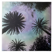 Summer Holographic Gradient Palm Trees Design Fliese (Vorderseite)