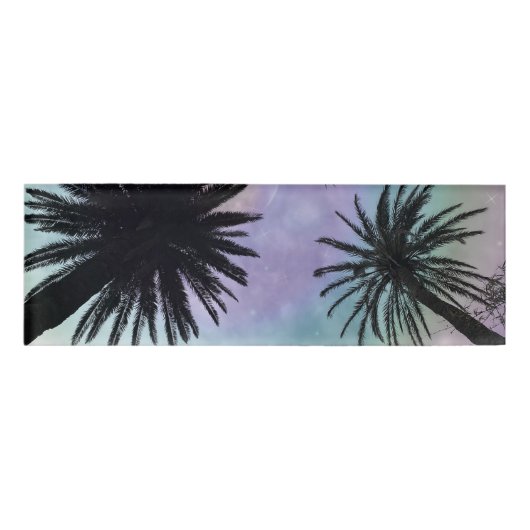 Summer Holographic Gradient Palm Trees Design Namenschild (Vorderseite)