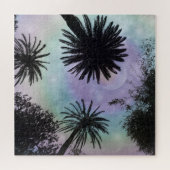 Summer Holographic Gradient Palm Trees Design Puzzle (Horizontal)
