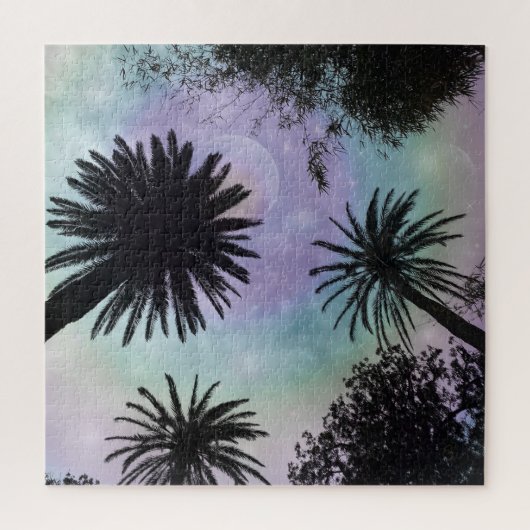 Summer Holographic Gradient Palm Trees Design Puzzle (Vertikal)