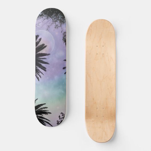 Summer Holographic Gradient Palm Trees Design Skateboard (Vorderseite)