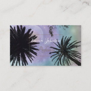 Summer Holographic Gradient Palm Trees Design Visitenkarte
