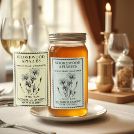 Summer Honey 2x3" Aster und Bienenstockfutter Lebensmitteletikett