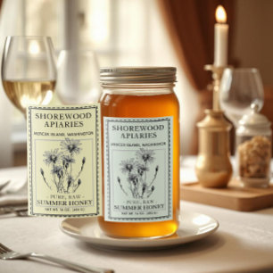 Summer Honey 2x3" Aster und Bienenstockfutter Lebensmitteletikett